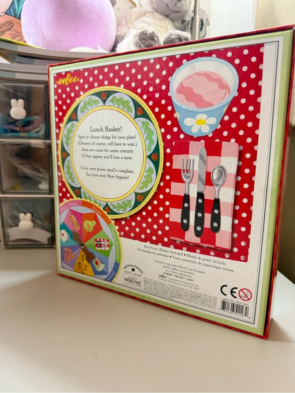 Eeboo Spin To Play Lunch Basket Board Game Picnic Woman Owned Educational NEW